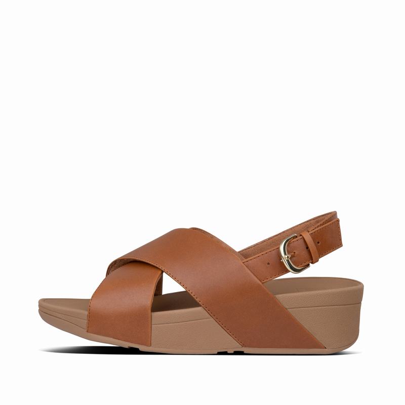 FitFlop Lulu Criss Cross Leder HellBraun - FitFlop Backstrap Sandalen Damen Sale [MZKY-48670]